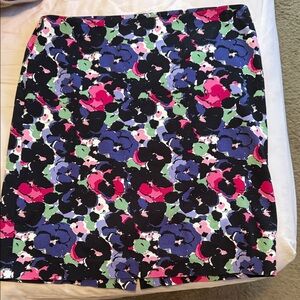 Talbots Black Floral Mini Skirt with Pink, Purple & Green Accents